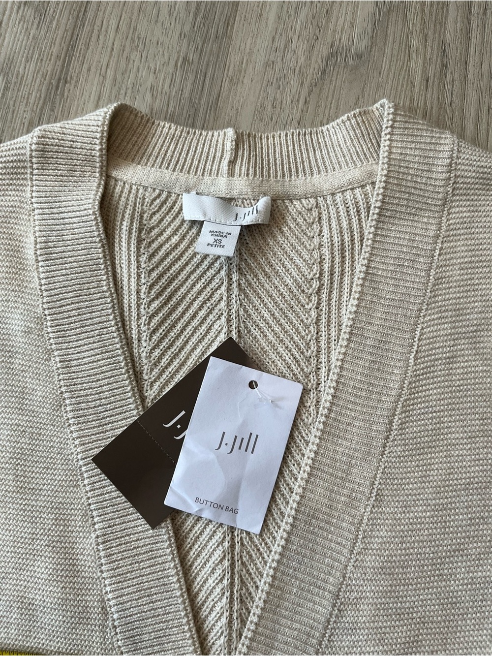 NWT. J. Jill longline cardigan sweater V-neck Rib Knit. Oatmeal. Size XS - Picture 3 of 10